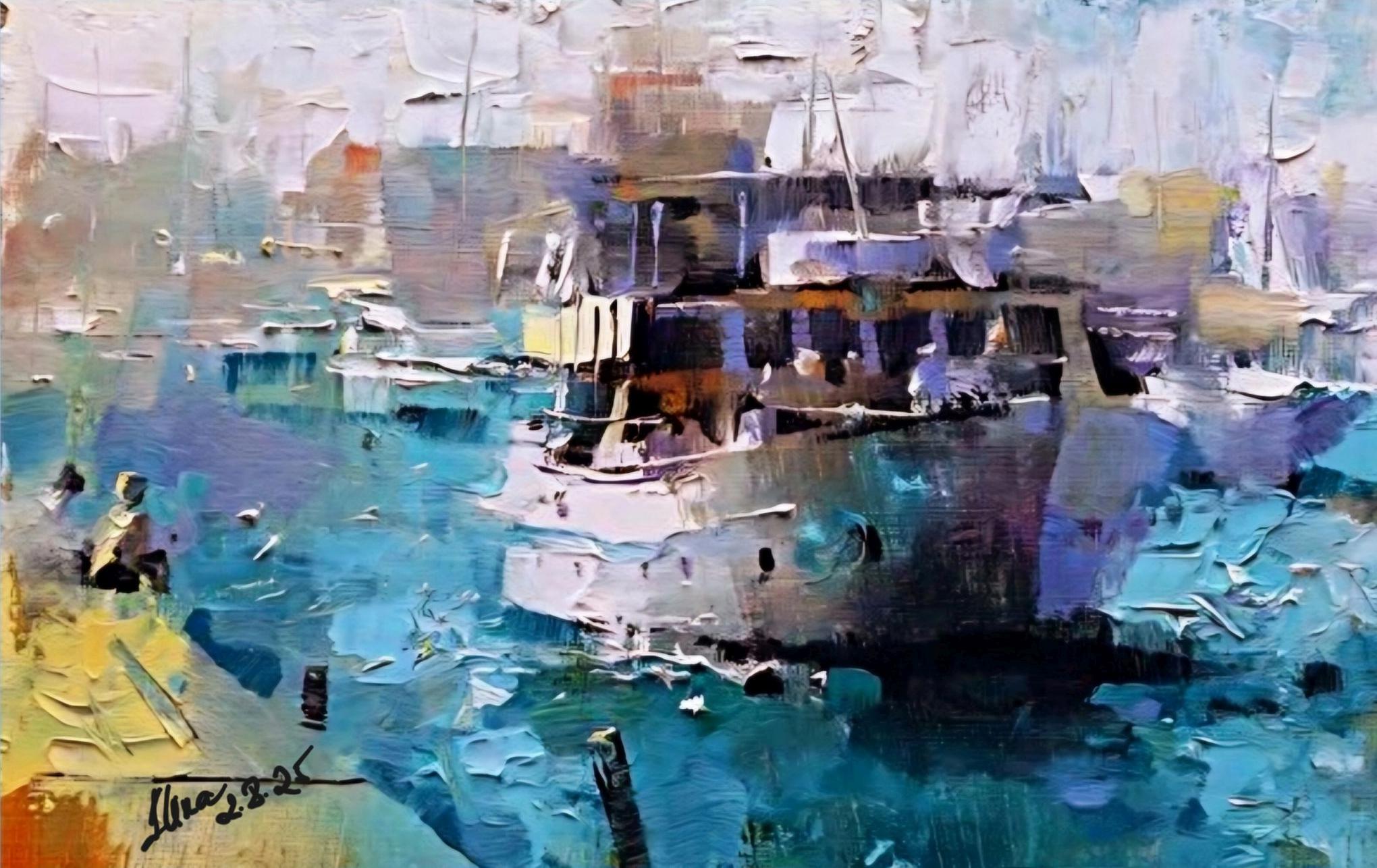ArteDiAlina.com painting: Party on boat